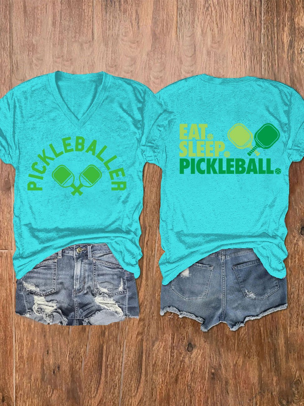 Women's Pickleballer Print V-Neck T-Shirt