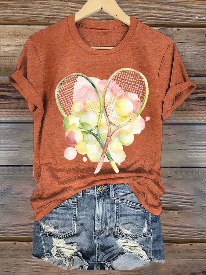 Women's Tennis Fans Printed Crew Neck T-Shirt