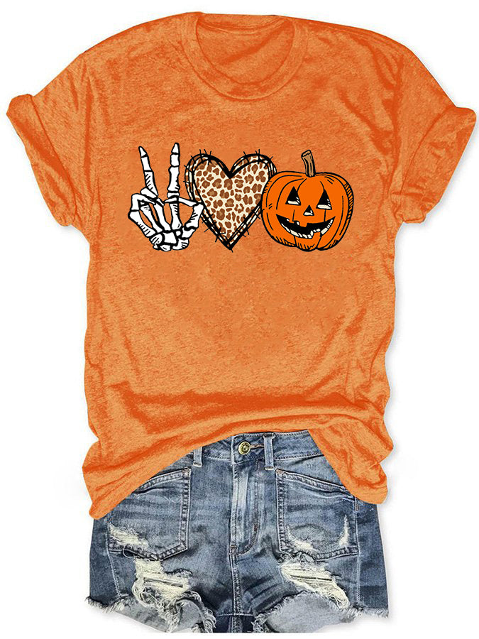 Peace Love Halloween Leopard T-Shirt