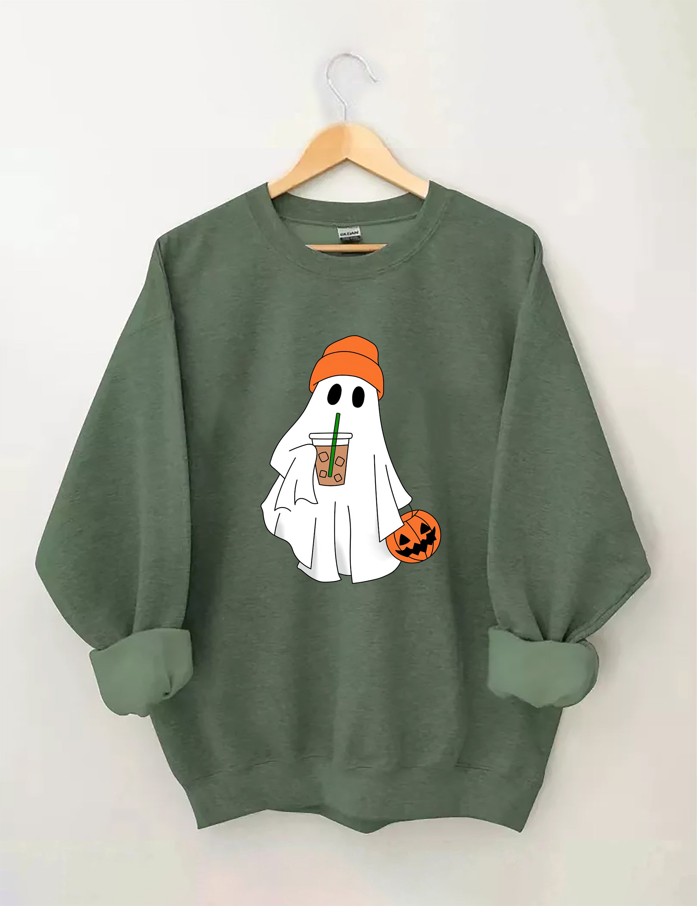 Cute Ghost Drinking Coffee Sweatshirt