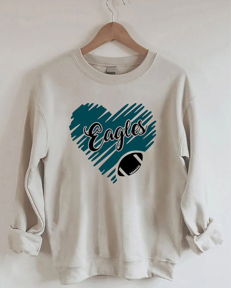 Eagles Football Heart Design Sweatshirt