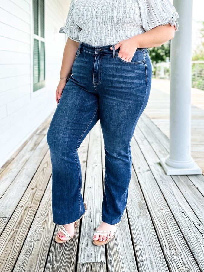 Mid-Rise Tummy Tuck Bootcut Jeans (Buy 2 Free Shipping)