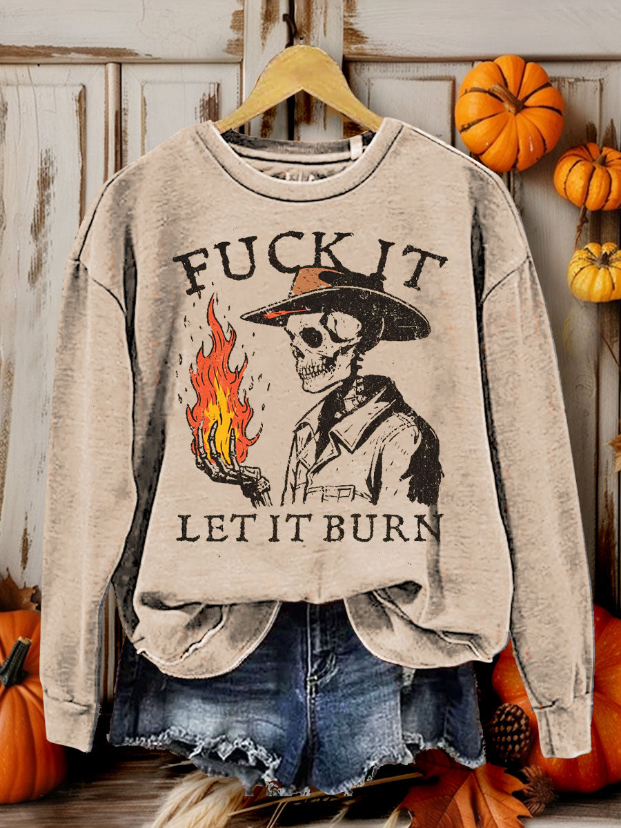 Let’s It Burn Halloween Art Print Casual Sweatshirt