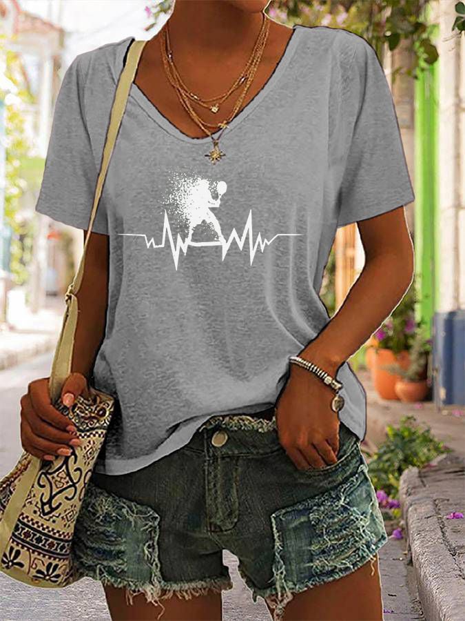 Women's Tennis Lovers Casual V-Neck T-Shirt