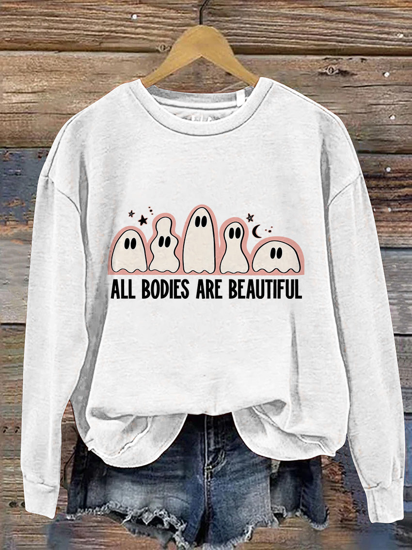 All Bodies Are Beautiful Halloween Casual Print Sweatshirt