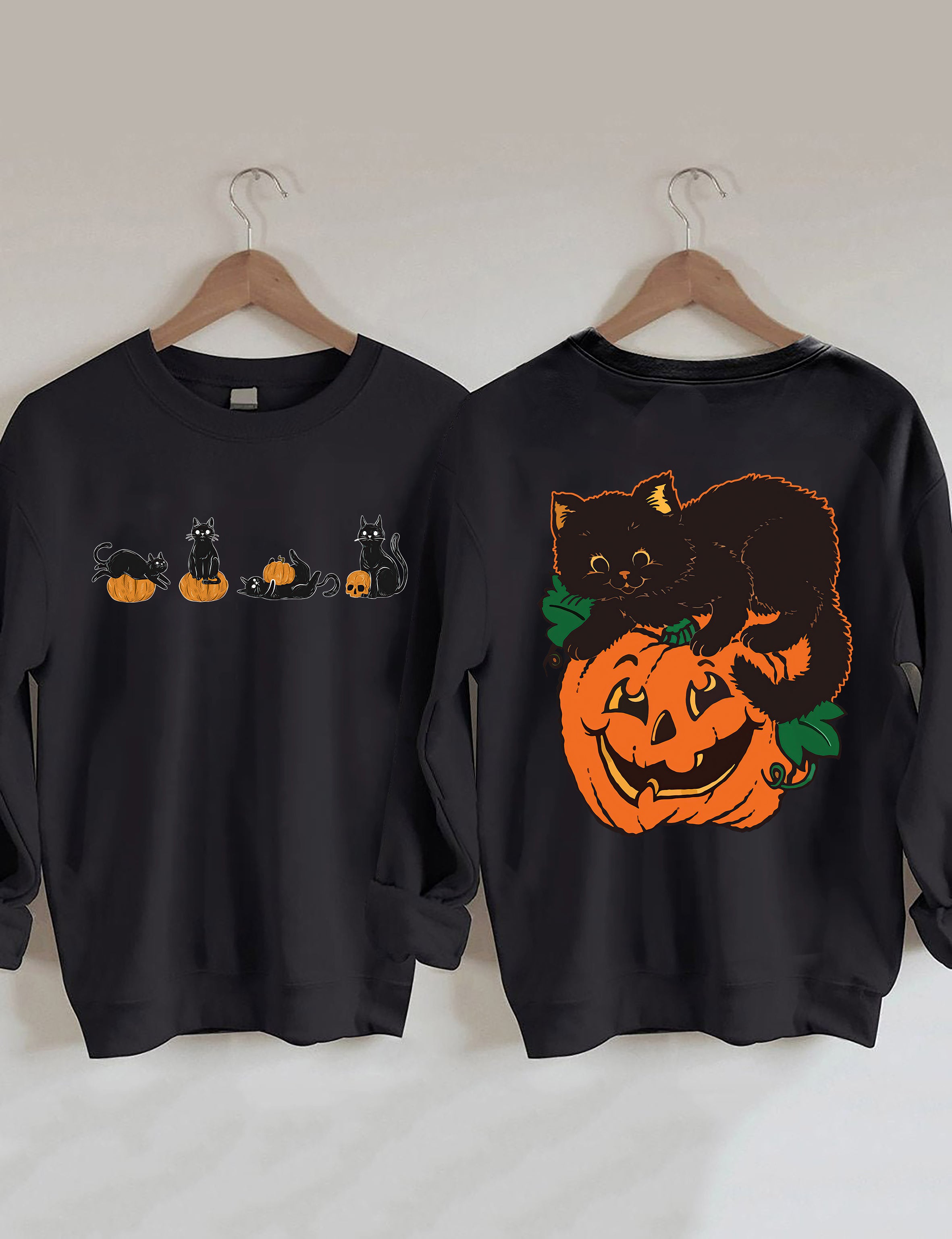 Halloween Pumpkin And Cats Sweatshirt