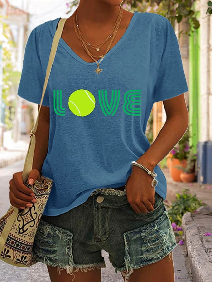 Women's Tennis Print Casual Short Sleeve T-Shirt