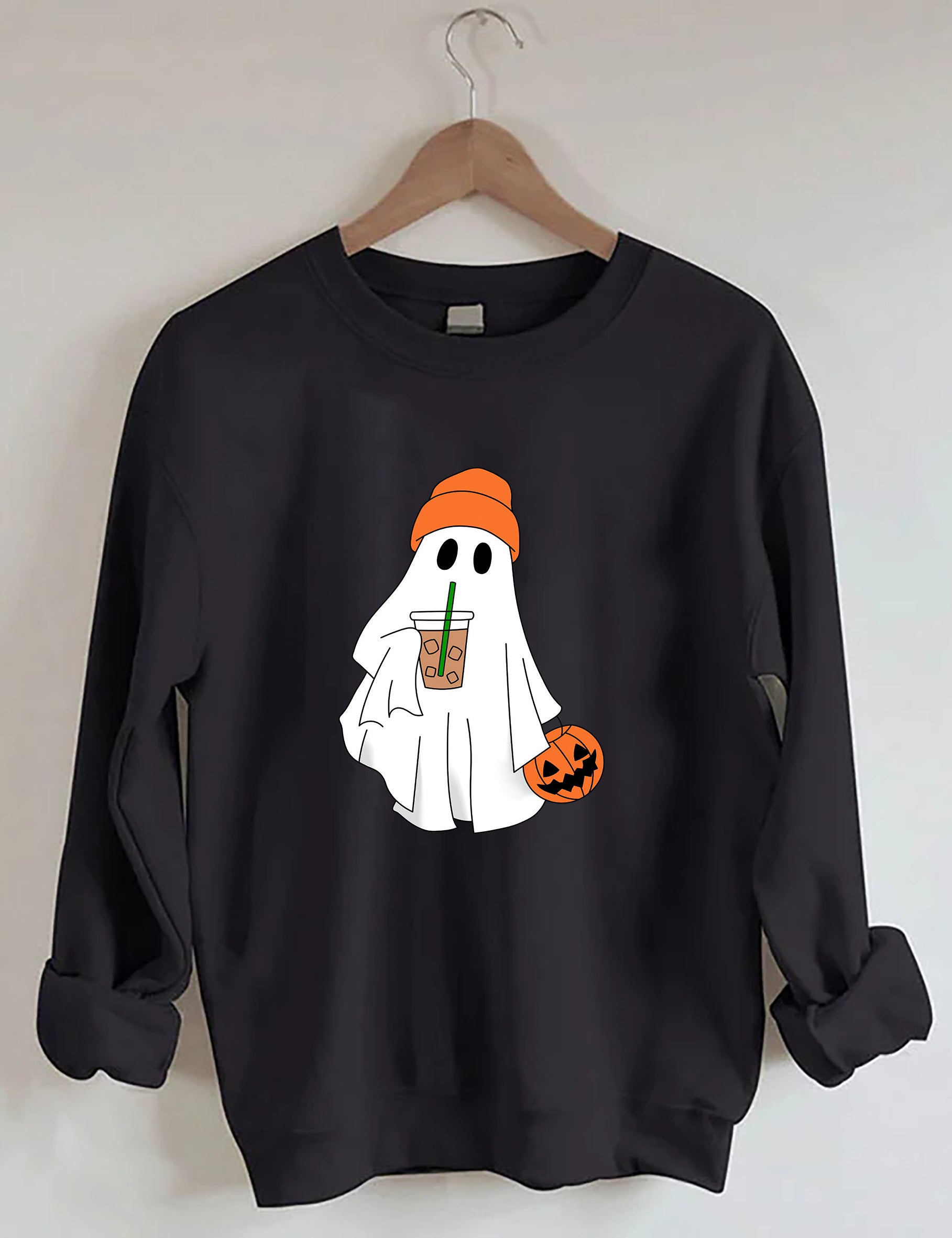 Cute Ghost Drinking Coffee Sweatshirt