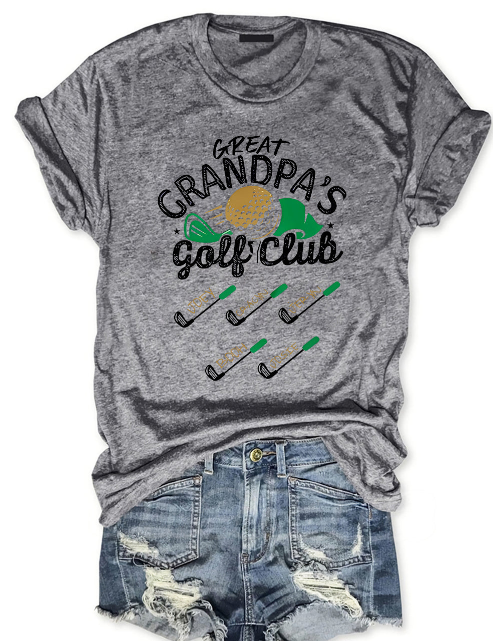 Personalized Grandpa Golf Club T-shirt With Grandkids Names