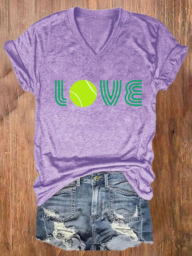 Women's Tennis Love Print Casual T-Shirt