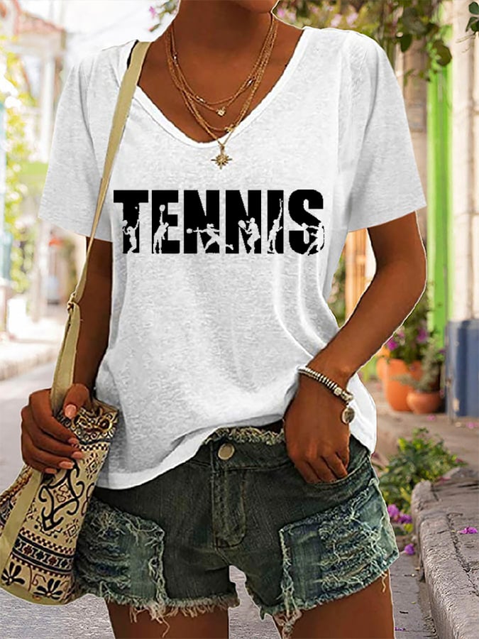 Women's  Apres Tennis  Printed Short-Sleeved T-Shirt