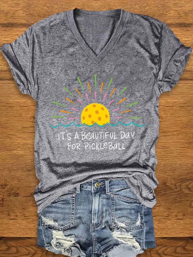 Women's Pickleball Lovers "It's a beautiful day for pickleball" printed T-shirt