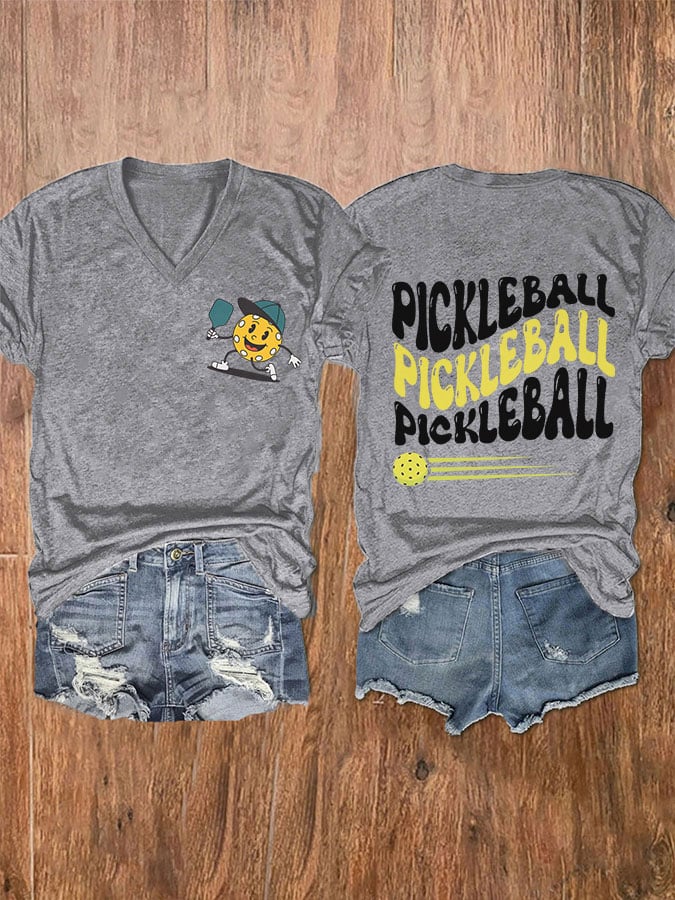 Women's Fun Pickleball V-Neck T-Shirt