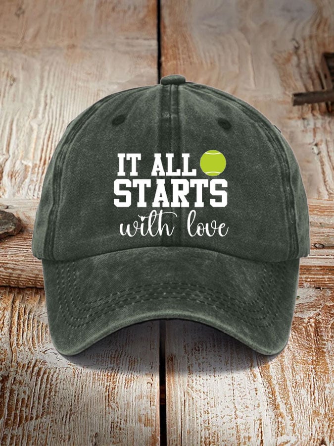 Women's Tennis Lover “It all starts with love” printed hat