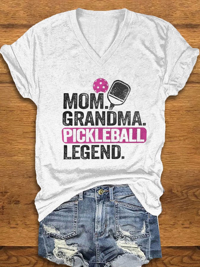 Women's "Mom Grandma Pickleball Legend" Printed T-Shirt