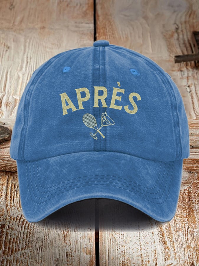 Women's Unisex APRÈS Tennis Print Distressed Washed Hat