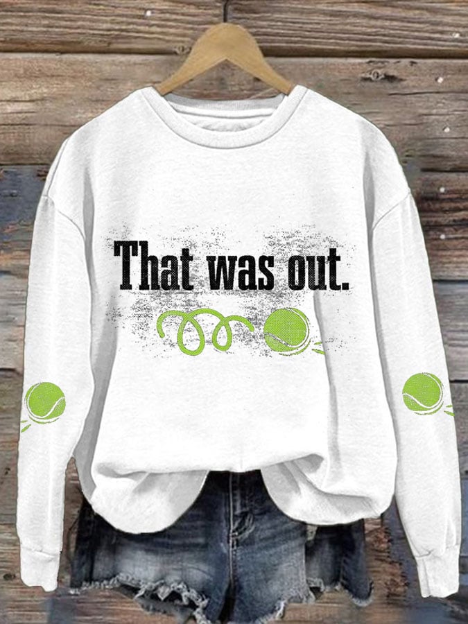 Women's Tennis Print Round Neck Sweatshirt