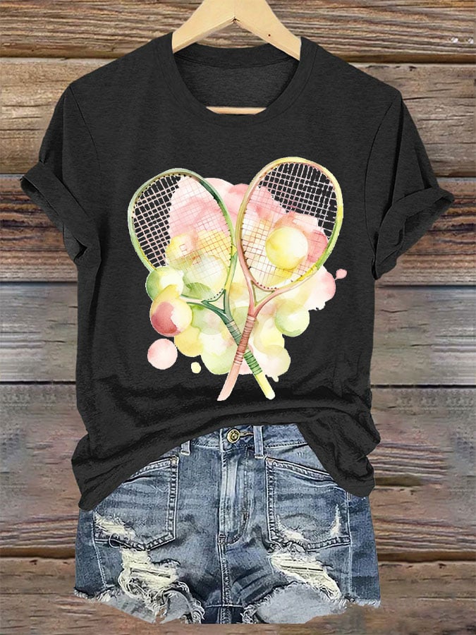 Women's Tennis Fans Printed Crew Neck T-Shirt