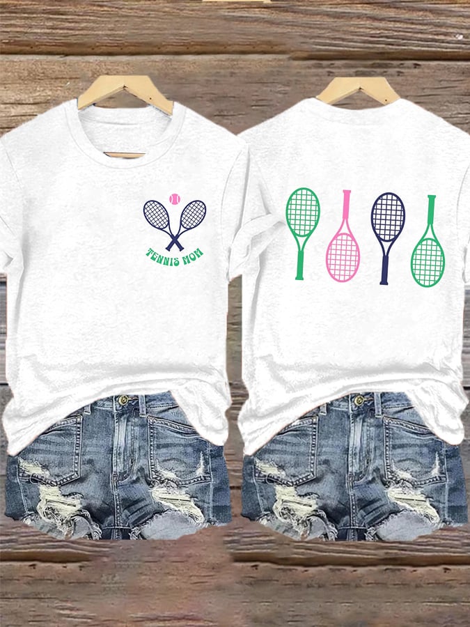 Women's Tennis Mom Print T-shirt