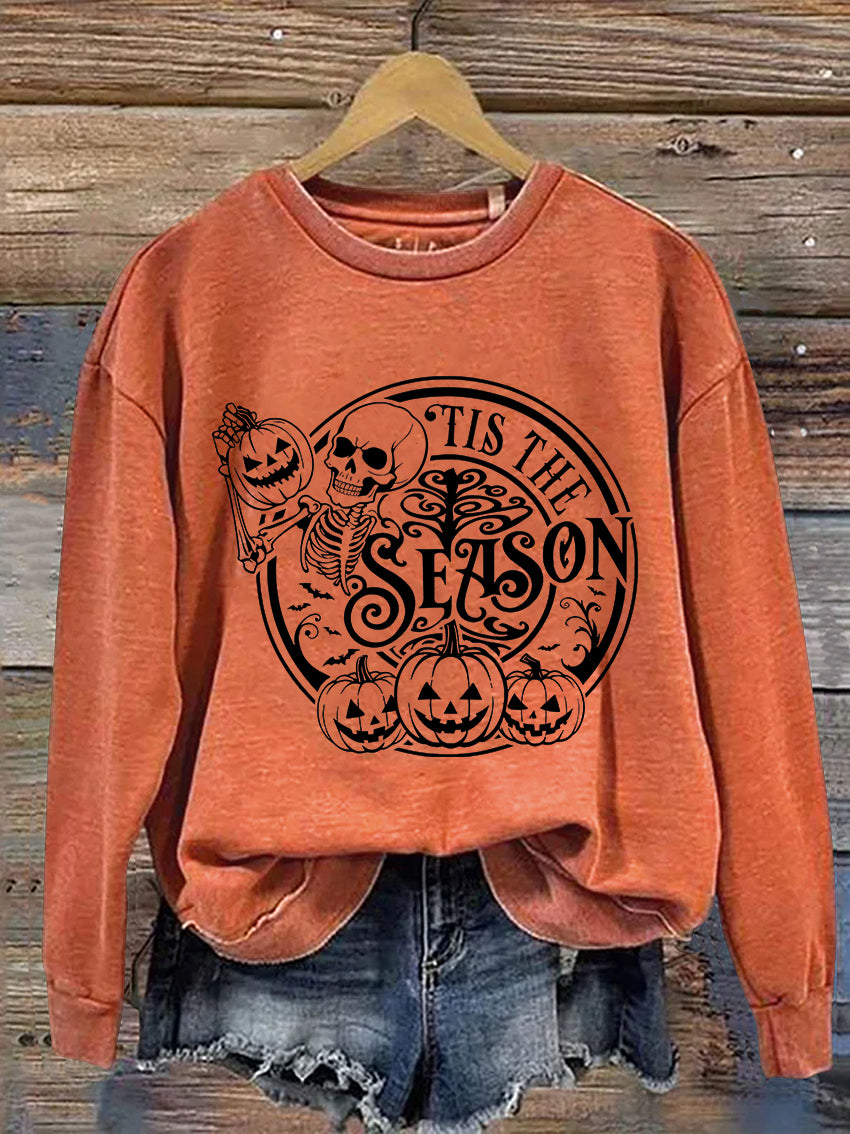 Tis The Season Halloween Casual Print Sweatshirt