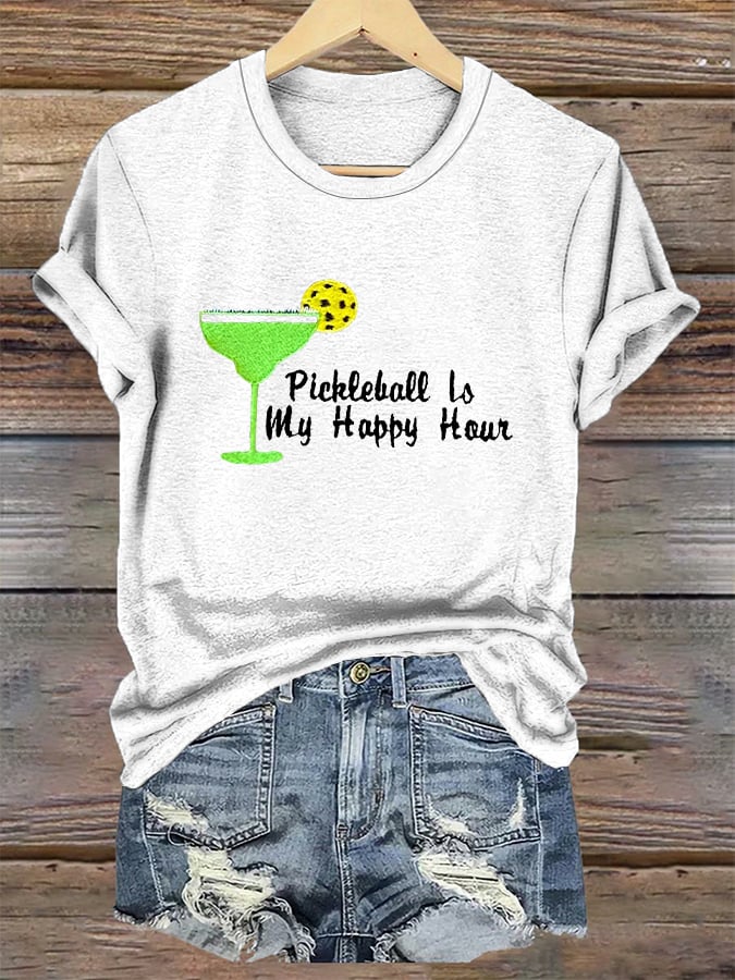 Women's Pickleball Margarita Happy Hour Print T-Shirt