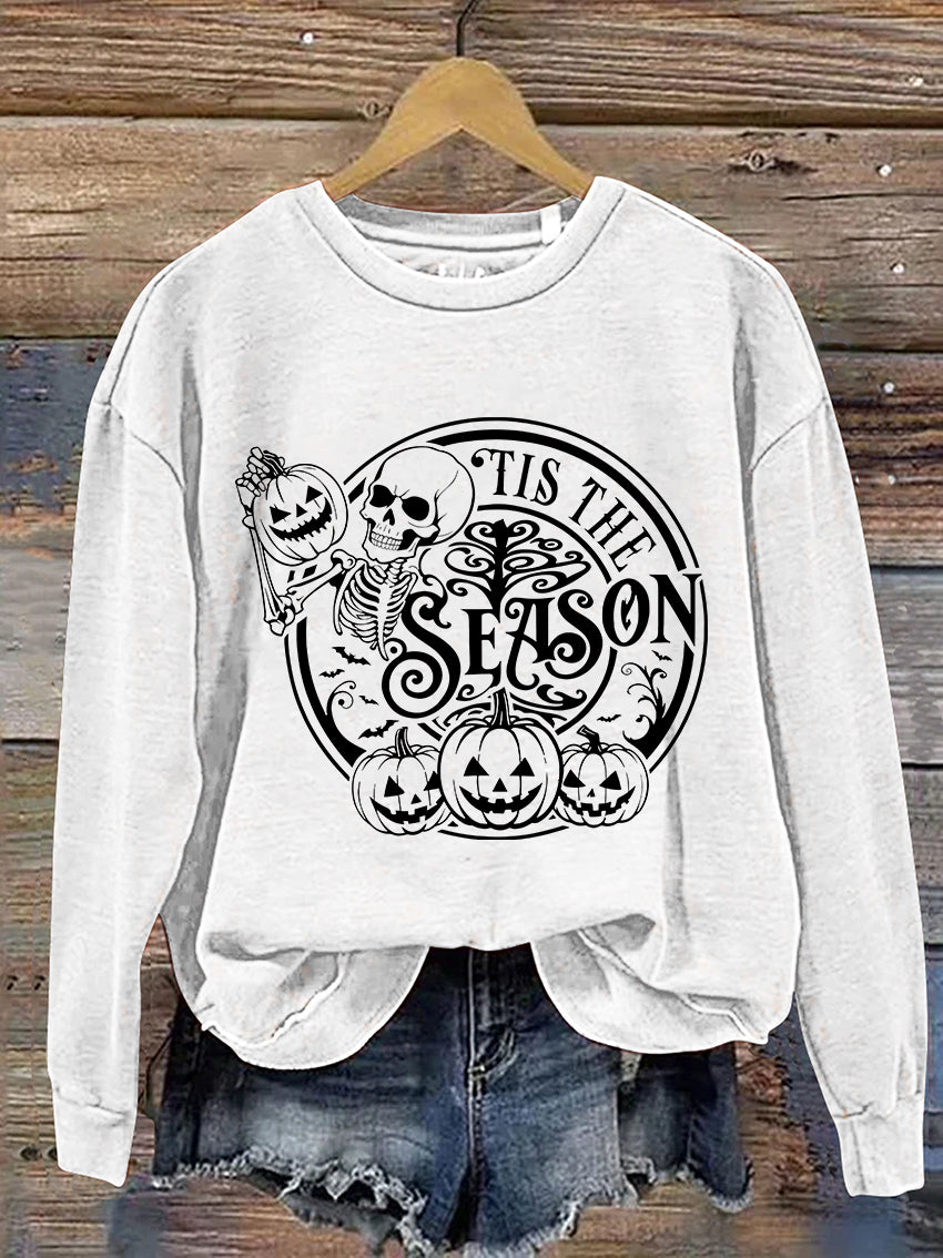 Tis The Season Halloween Casual Print Sweatshirt