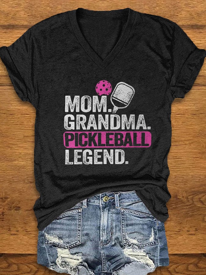 Women's "Mom Grandma Pickleball Legend" Printed T-Shirt