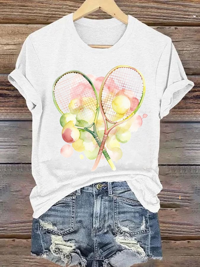 Women's Tennis Fans Printed Crew Neck T-Shirt