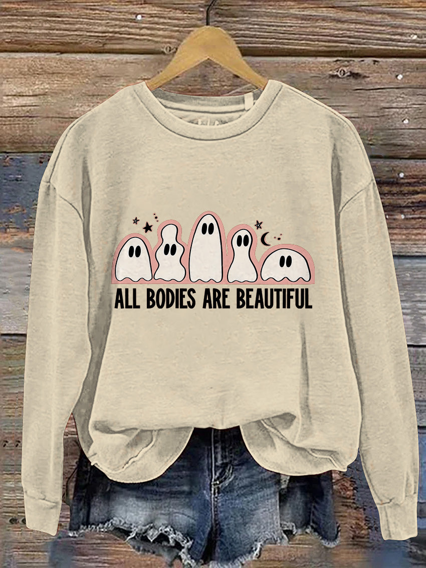 All Bodies Are Beautiful Halloween Casual Print Sweatshirt