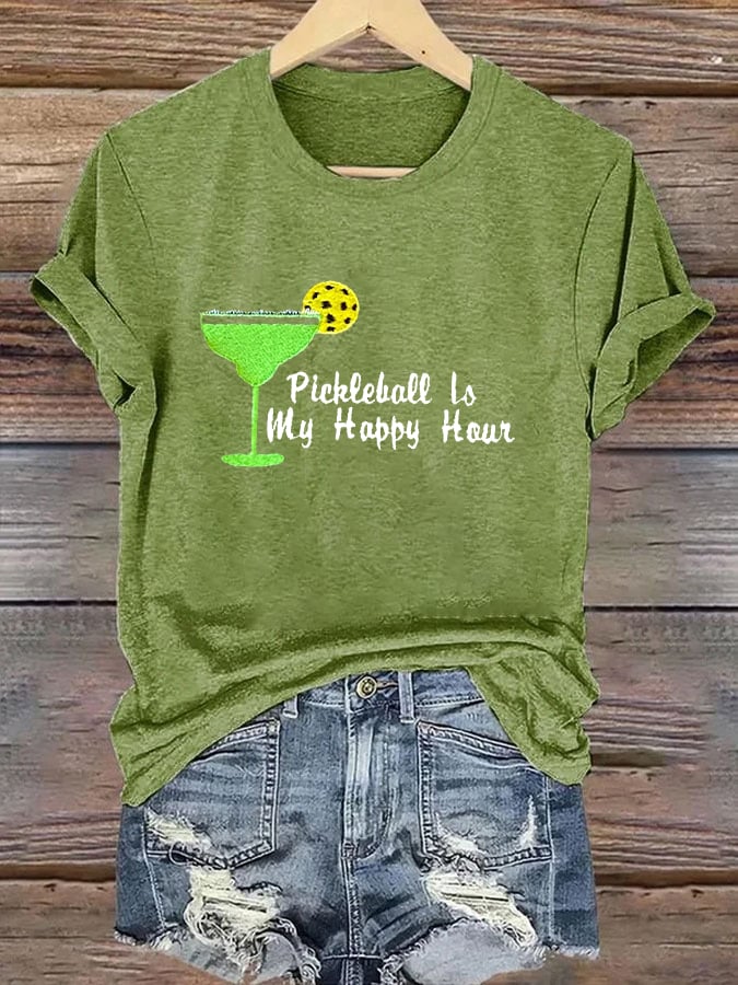 Women's Pickleball Margarita Happy Hour Print T-Shirt