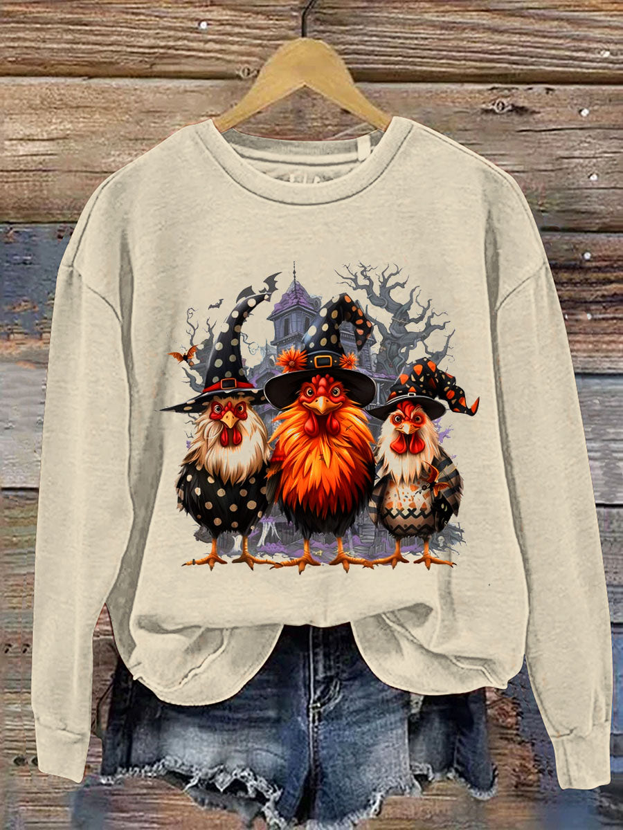 Chicken Halloween  Print Casual  Sweatshirt