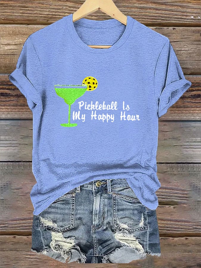 Women's Pickleball Margarita Happy Hour Print T-Shirt