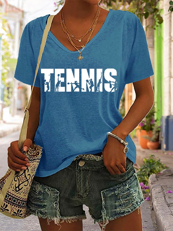 Women's  Apres Tennis  Printed Short-Sleeved T-Shirt