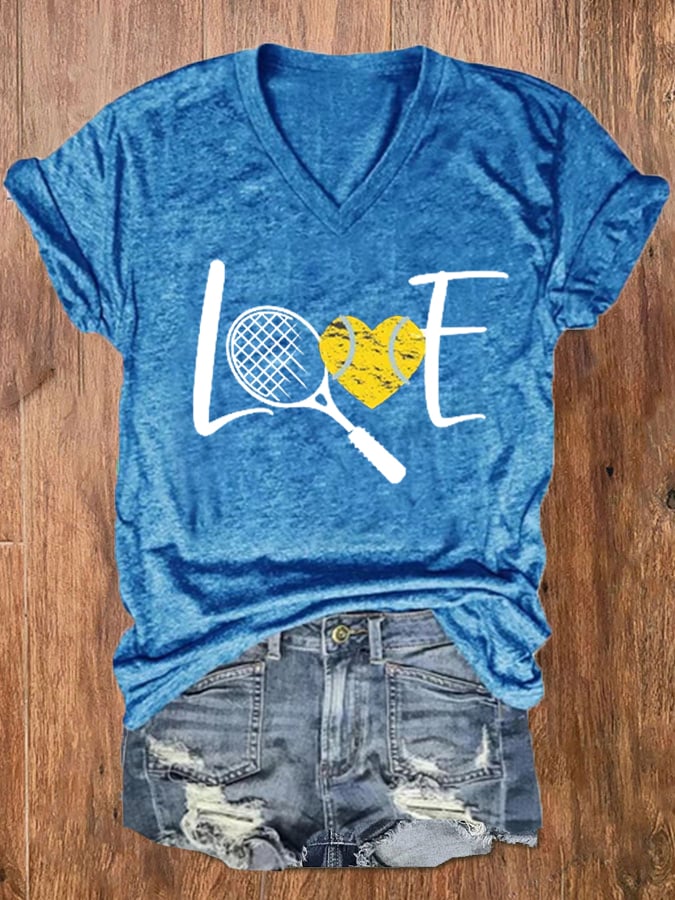 Women's Tennis Lover V-Neck Tee