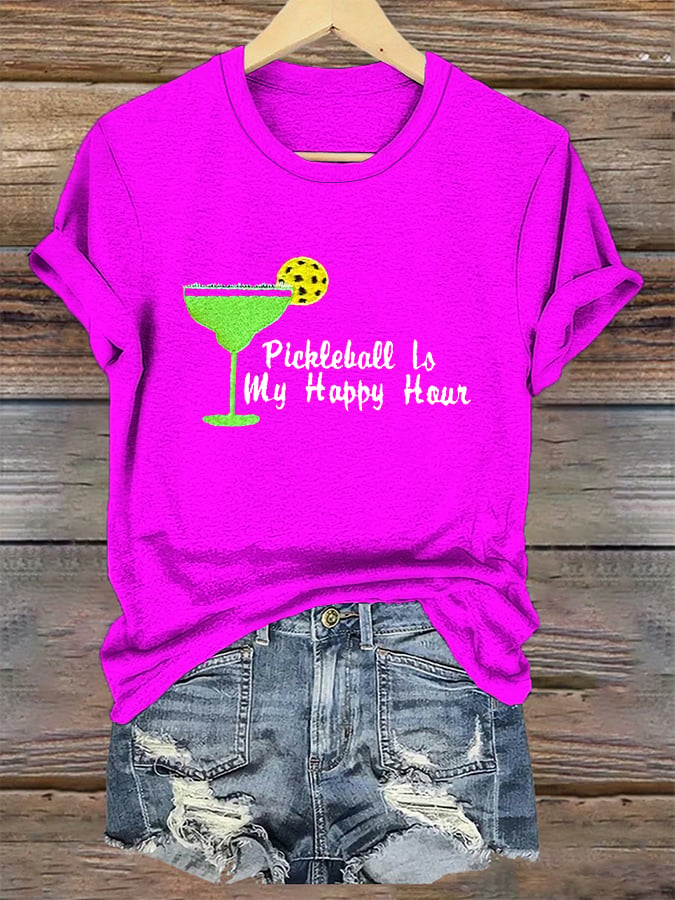 Women's Pickleball Margarita Happy Hour Print T-Shirt