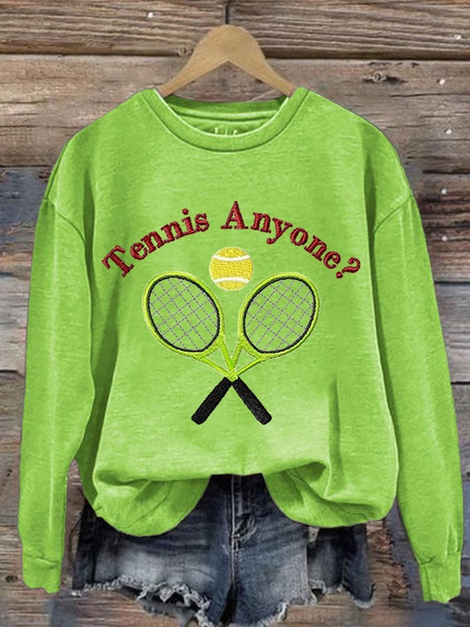 Women's Tennis Anyone Printed Casual Sports Sweatshirt