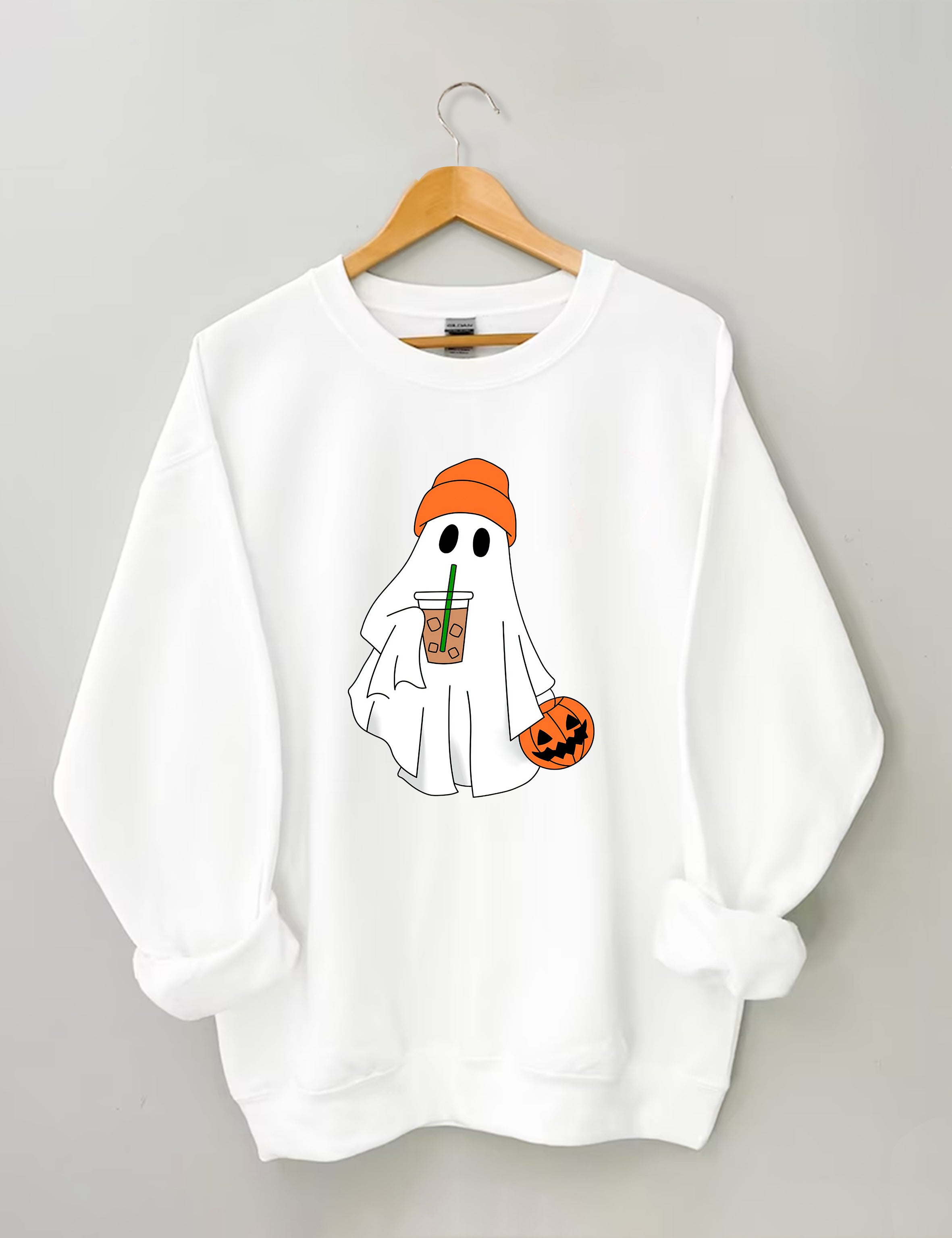 Cute Ghost Drinking Coffee Sweatshirt