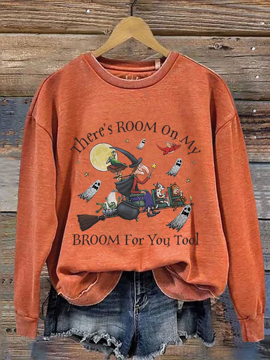 There's Room On My Broom For You Tool Dog Cat Witch Halloween Art Print Casual Sweatshirt