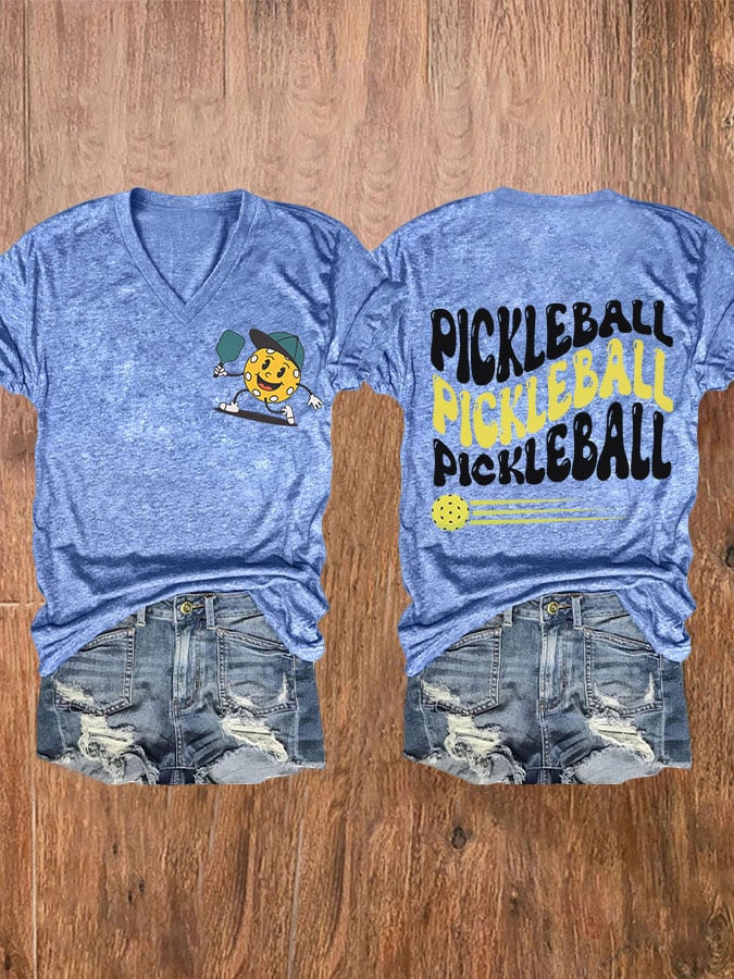 Women's Fun Pickleball V-Neck T-Shirt