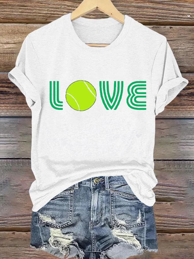 Women's Tennis Print Casual Round Neck T-Shirt