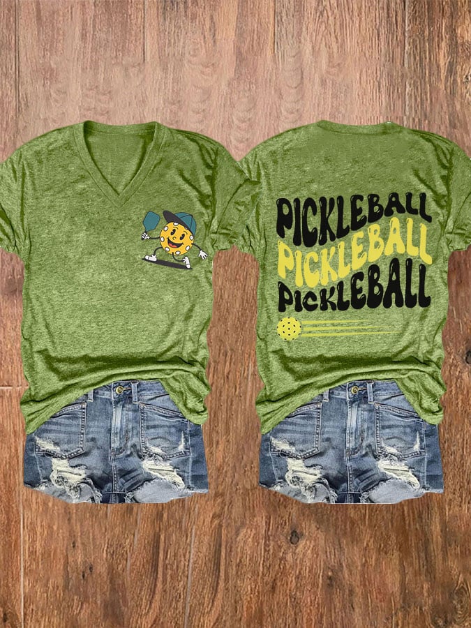 Women's Fun Pickleball V-Neck T-Shirt