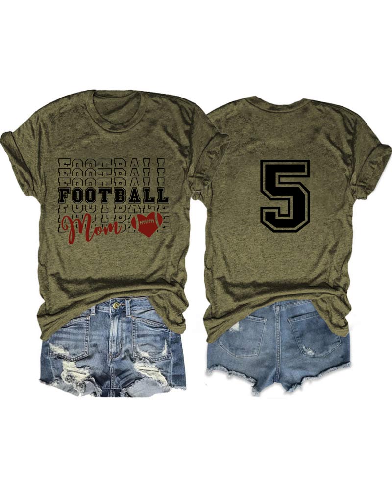 Football Mom Personalized Number T-Shirt