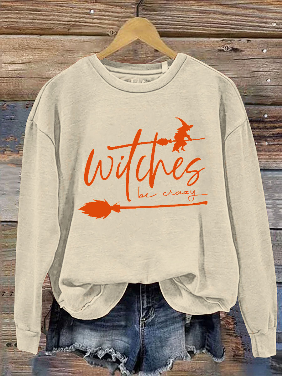 Witches be Crazy Halloween Print Casual  Sweatshirt