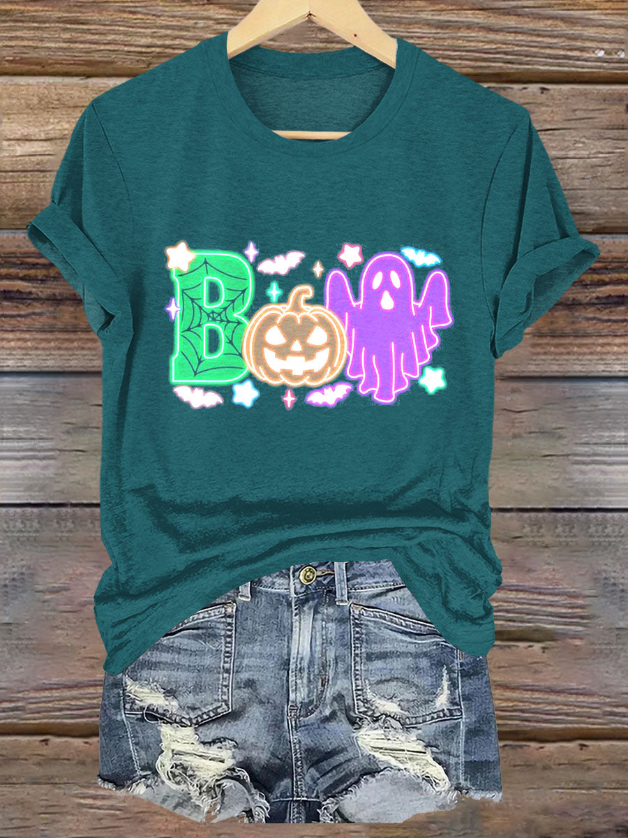 Neon Ghost Boo Art Print T-shirt