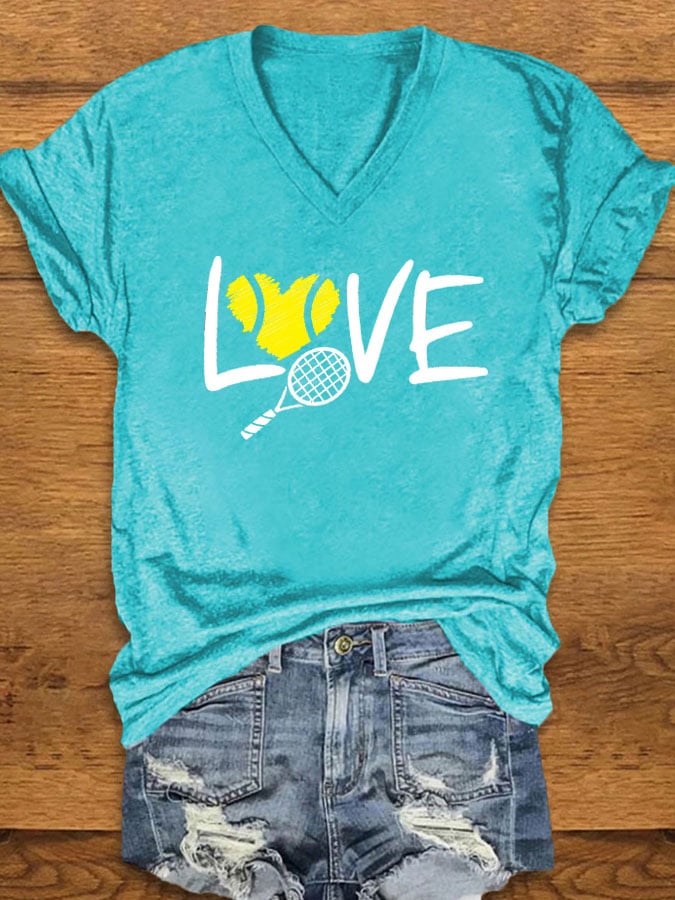 women's love tennis printed t-shirt