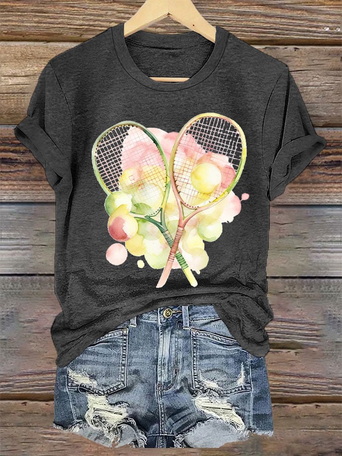 Women's Tennis Fans Printed Crew Neck T-Shirt