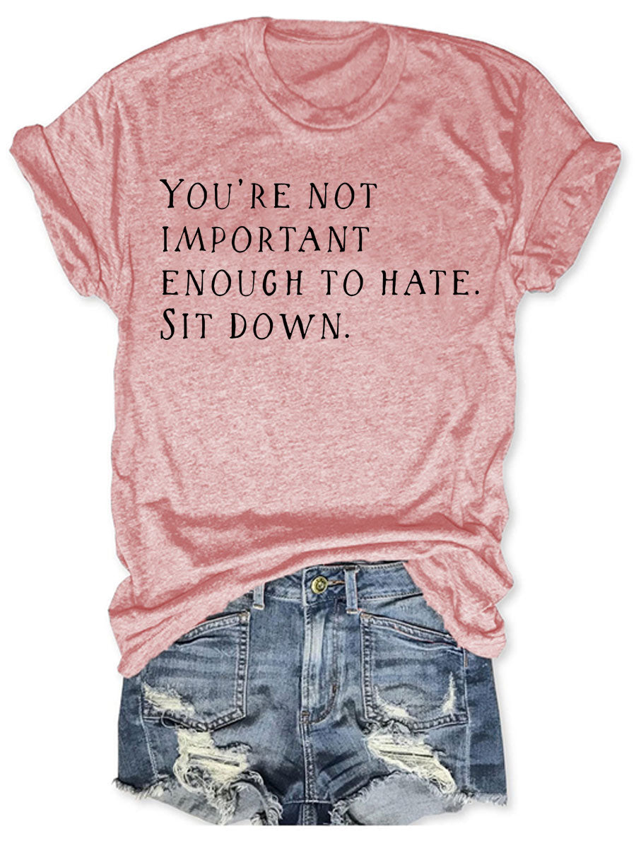 You're Not Important Enough To Hate T-shirt