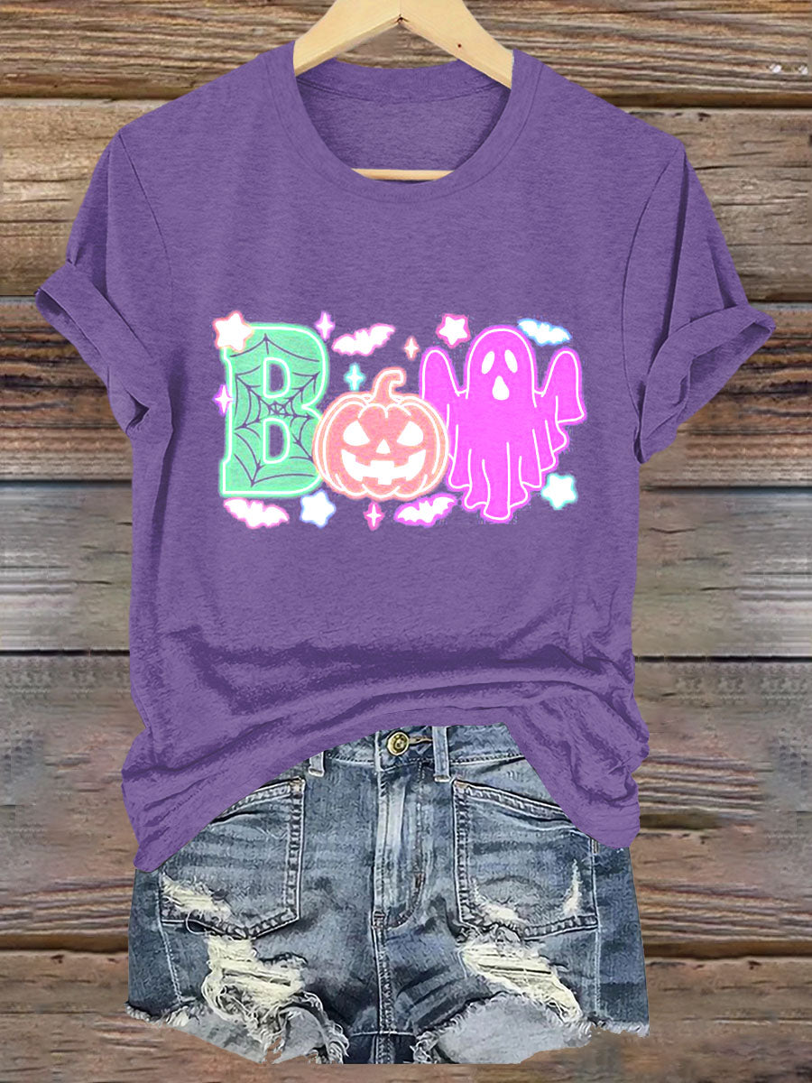 Neon Ghost Boo Art Print T-shirt