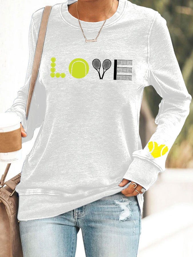 Women's Love Tennis printed casual sweatshirt