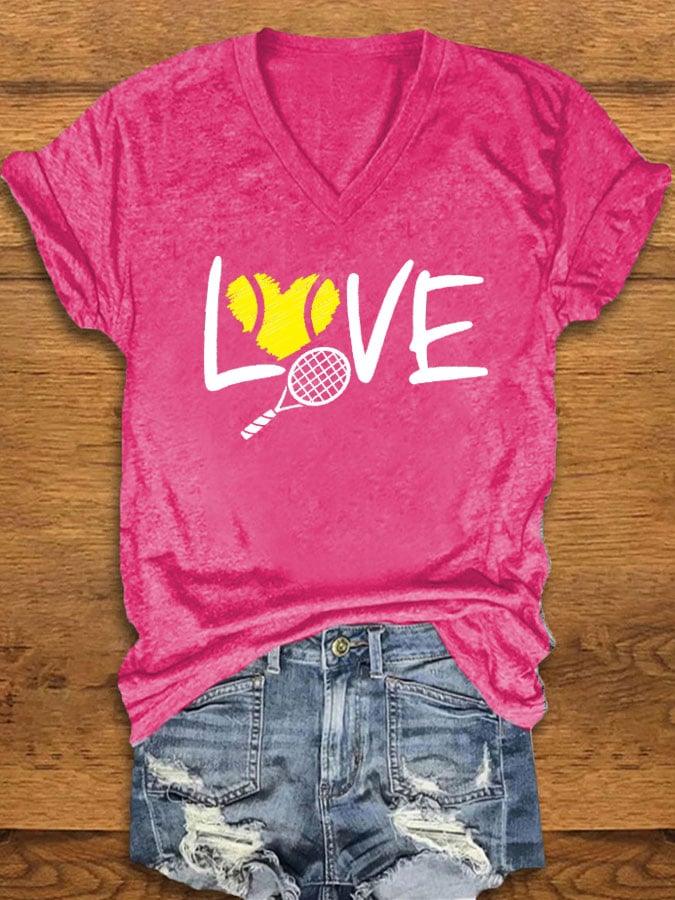 women's love tennis printed t-shirt